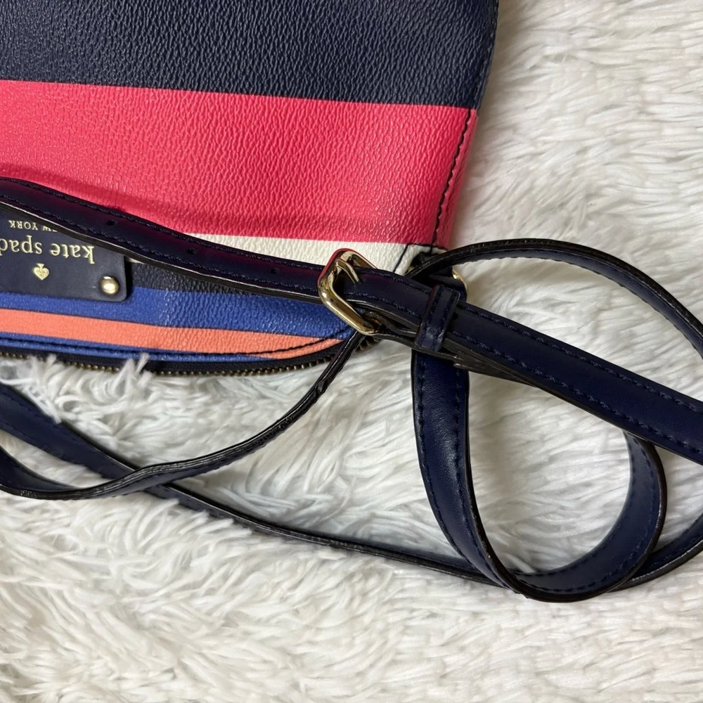 Kate Spade Navy and Pink Striped Crossbody Bag